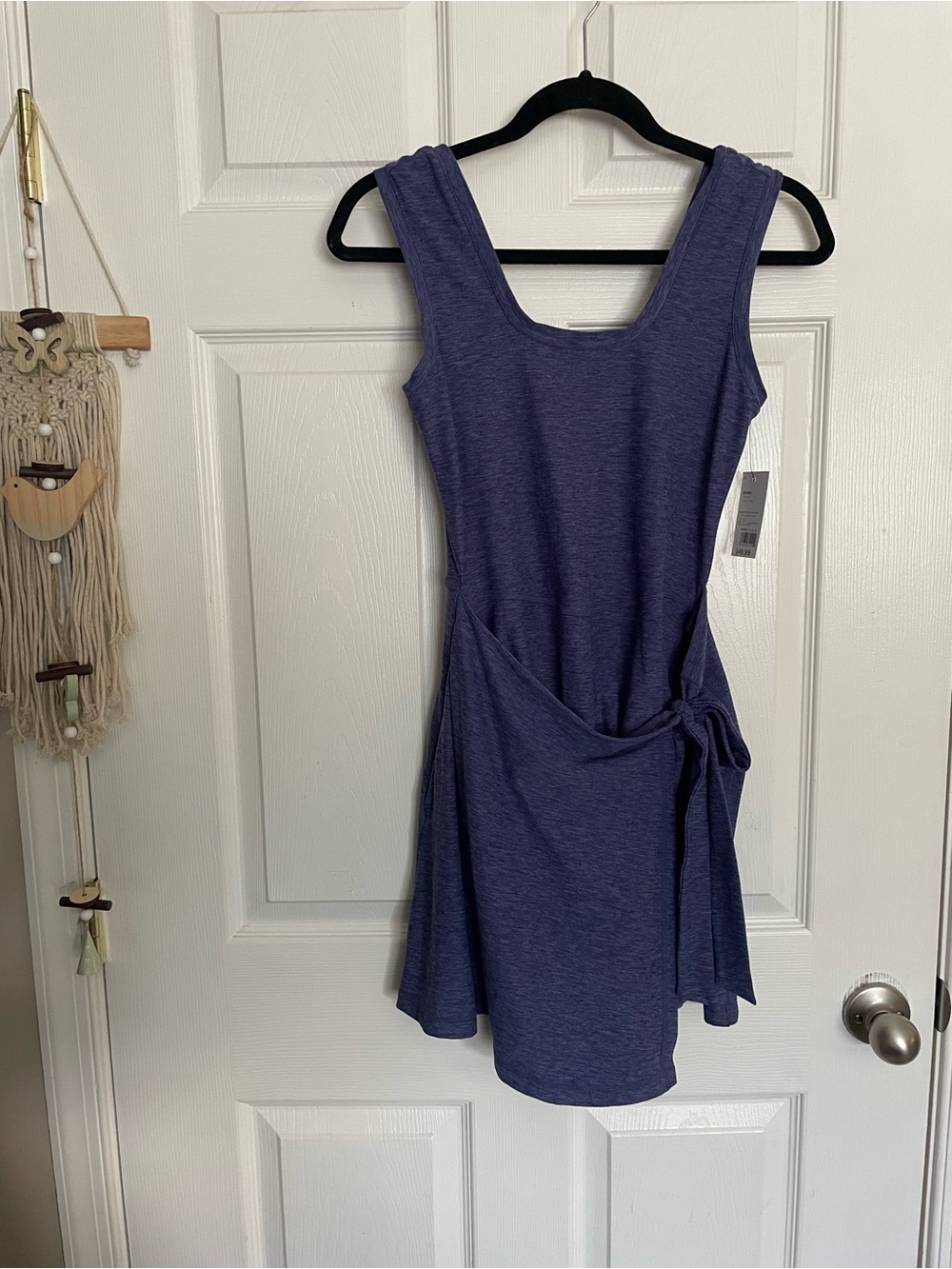 FLX Wander size Small Sleeveless Heathered Blue Athletic Tie-Waist Mini Dress